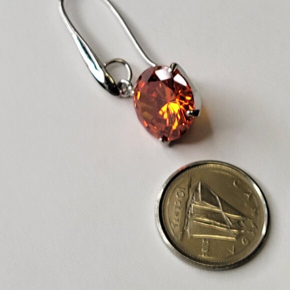 Orange Crystal Dangle Earrings - Picture 5 of 7